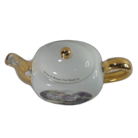 VTG Thomas Kinkade Teapot "Home Is Where The Heart Is II" CottageCore  Chic Deco - Picture 4 of 12